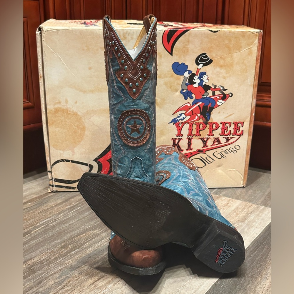 Yippee Ki Yay Old Gringo Grafton Turquoise Star Stud Rodeo Wedding Cowboy Boots - Picture 7 of 9